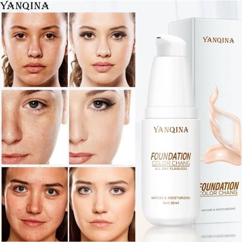 YANQINA Soft Mist Seamless Concealer Liquid Foundation Cream Moisturize BB Cream Not Easy To Remove Whitening Face Makeup TSLM2