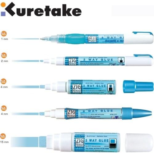 Zig Kuretake Memory System 2 Way Glue Pen Japan 1mm 2mm 4mm 15mm DIY Glue