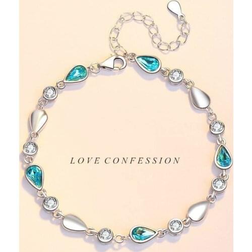 S925 Sterling Silver Bracelet Female Hand Jewelry Fashion Crystal Bracelet Charm Bracelet Silver Jewelry