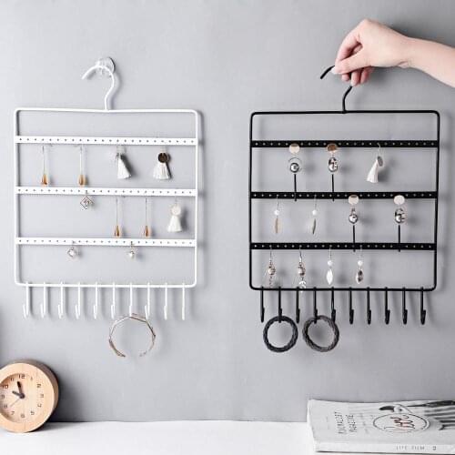 1/2PC Wrought Iron Creative Wall Hanging Jewelry Display Rack Home Earrings Storage Rack Necklace Jewelry Stand With Free Hook