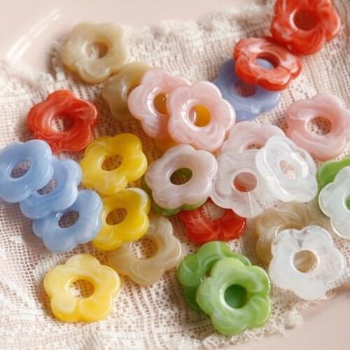 10 pcs/Lot Cloud Blooming in Resin Half Flower Beads Japan DIY Handmade Earrings Accessories Earrings Jewelry Material Ins