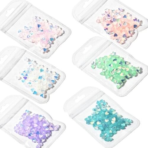 100pcs Cute Jelly Pink AB Heart Resin Rhinestone Decoration Nail Art decoration #1 6 Colors Heart Rhinestone Flatback Nail Art