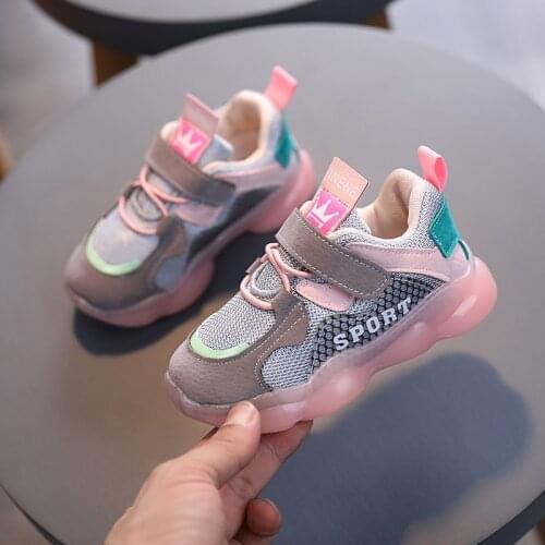 2021 Toddler infant Spring Kids Sport Sneakers Baby Girls Slip On Brand Shoes Mesh Chunky Children Black Casual Trainers New