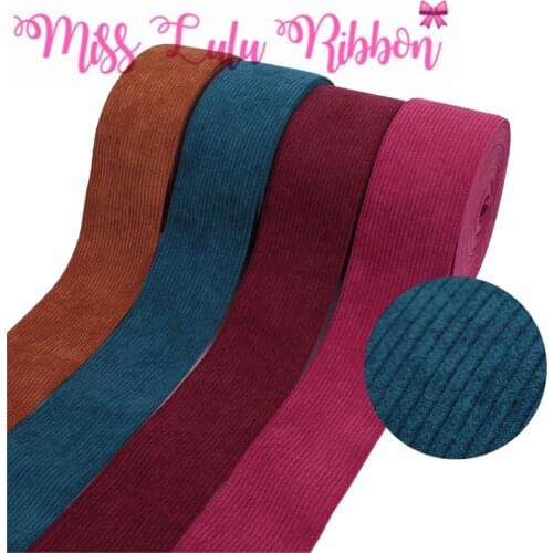 3"75mm Solid Corduroy Ribbon Autumn Winter Velvet Fabric Layering DIY Hair Bowknots 20yards/roll Cloth Sewing Material