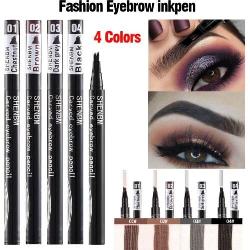 4 Points Eyebrow Pen 4 Colors Liquid Brow Pencil Dark Brown Microblading Eyebrow Pencil Waterproof Eyebrow Tattoo Pen Cosmetic