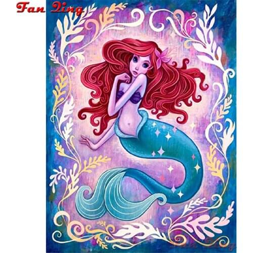 5D Diamond Embroidery DIY Rhinestones Painting Cross Stitch Mermaid Princess Full Square Round Mosaic Pictures Decoration