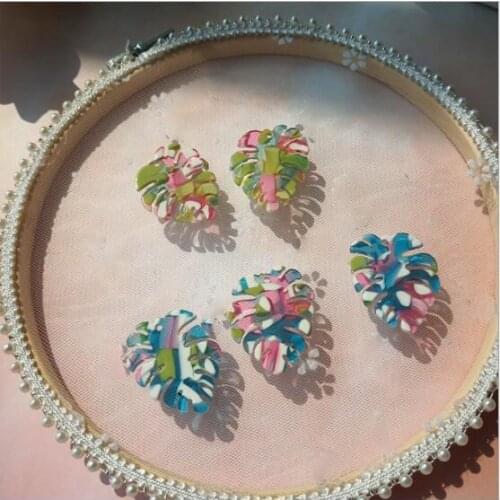 6pcs 30*36mm Acetate Slabs Monstera leaves Charm Acetic Acid Big Pendants Earrings For DIY Jewelry