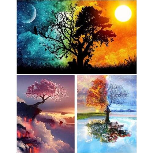 Diamond Painting 5D DIY Colorful Four Seasons Tree Rhinestone Mosaic Cross Stitch Art Decoration Painting Can Be Customized