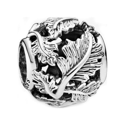 Free Shipping Authentic 925 Sterling Silver Openwork Leaves Charms Fit Original Bracelet For Women DIY Jewelry S925 Beads