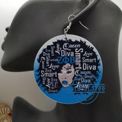Free Shipping!Wooden zeta phi beta wooden earrings