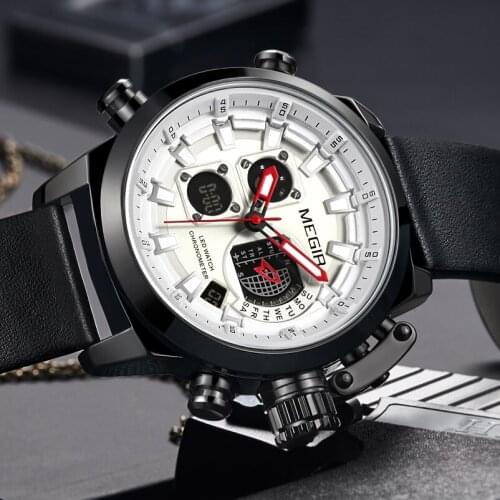 MEGIR New Dual Display Sport Watch for Men Digital Analog Quartz Watch Clock Man Military Watches Relogio Masculino Reloj Hombre