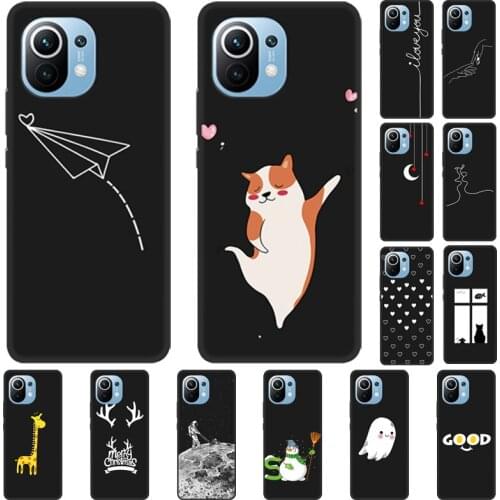 For Xiaomi Mi 11 Lite Case Couple Cute Funda Phone Case Soft Black Back Cover For Xiaomi Mi11 Lite 5G Mi 11 lite Bumper Capa