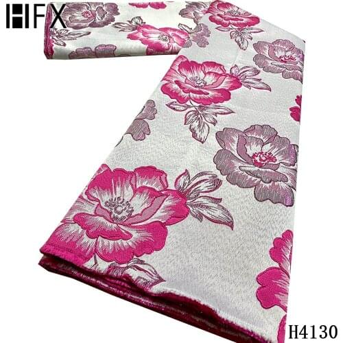 HFX 2020 Hot Selling African Brocade Lace Fabrics With Jacquard Weave 5 Yards French Tulle Lace Fabrics For Fashion dress H3825
