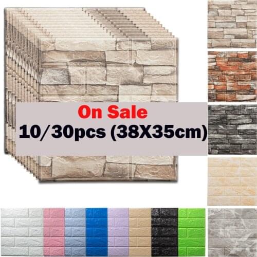 10/30pcs Foam 3D Wall Stickers Self Adhesive Wallpaper Panels Home Decor Living Room Bedroom Decoration Bathroom Wall Sticker