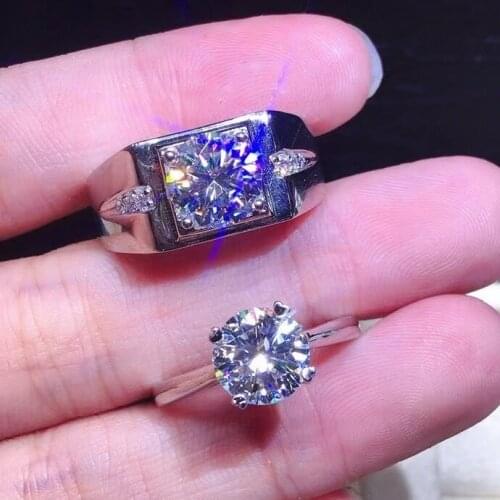 S925 Sterling Silver Couples Diamond Ring D Color VVS Classic Moissanite Passed Diamond Test Perfect Engagement Luxury Jewelry