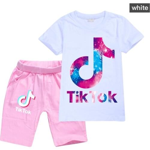 TIK TOK Kids Clothes Set Summer Children Clothing T Shirt+Short Pant 2 PCS Sets Toddler Baby Girls Cotton Sets Sport Suits