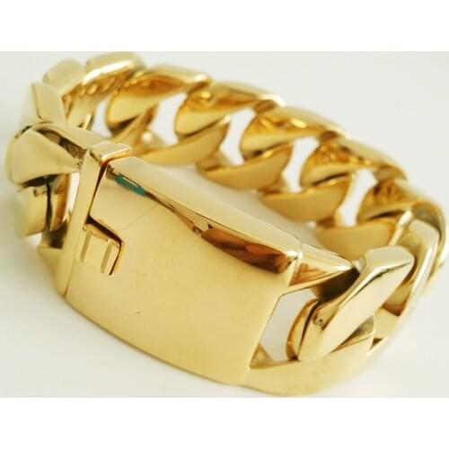 Cool 26mm Wide Stainless Steel Silver Color/Gold Cuban Curb Chain Mens Male Bracelet Bangle 8.26inch Chunky Jewelry