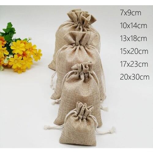20pcs Jute Linen Bags For Jewelry Display Drawstring Pouch Gift Box Packaging Bags For Gift Bag Wedding/Christmas Burlap Bag Diy