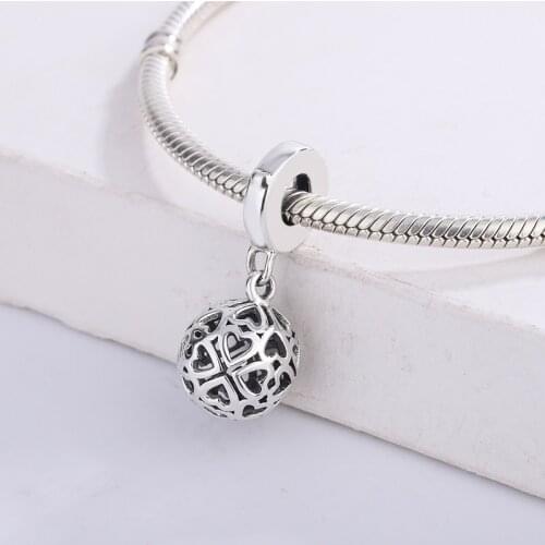 Fashion Accessories 925 Sterling Silver Round Shape Love Cut-Out Shape Charm Bracelet DIY Jewelry Making For Original Pandora