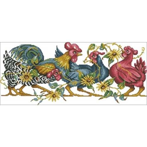 Fighting chickens animals Patterns Counted Cross Stitch 11CT 14CT 18CT DIY Cross Stitch Kits Embroidery Needlework Sets