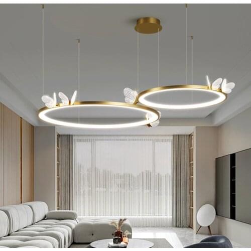 Nordic Art Acrylic Creative Gold Metal Butterfly Led Pendant Light Fo Living Room Hotel Bedroom Cafe Bar Decor Hanging Luminaire