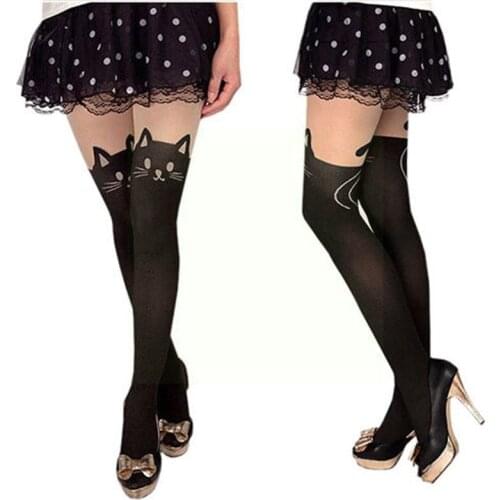 New Japanese Cat With Tail Jacquard Stitching Fake Socks High-tube Fake Thighs Over-the-knee PantyhoseLady Enticing Stockin N6Q1