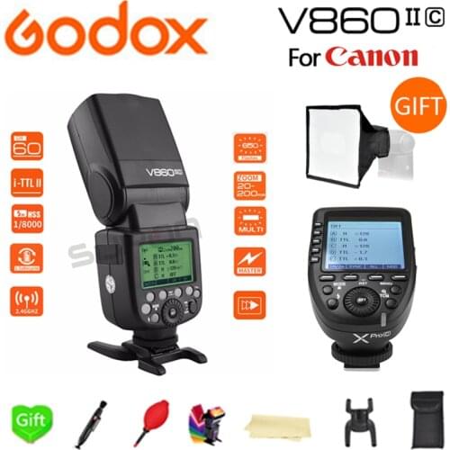 Paypal Accpect, Godox Flash V860II-C Li-on Battery E-TTL HSS 1/8000s Flash Speedlite + Xpro-C for Canon 60D/650D/80D Cameras