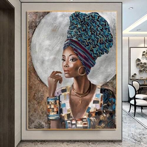 African Women Posters and Prints Wall Art Canvas Painting Black Girl Modern Decorative Picture for Living Room Home Decoration