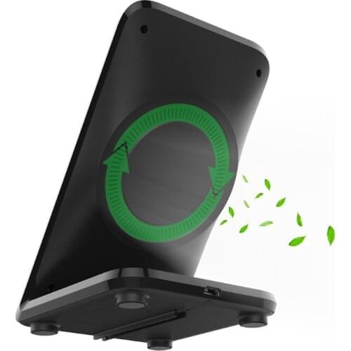 H7JF Wireless Charger Stand with Cooling Fan Black Compatible with Most Mobile Phones Wireless Fast Charging Stand