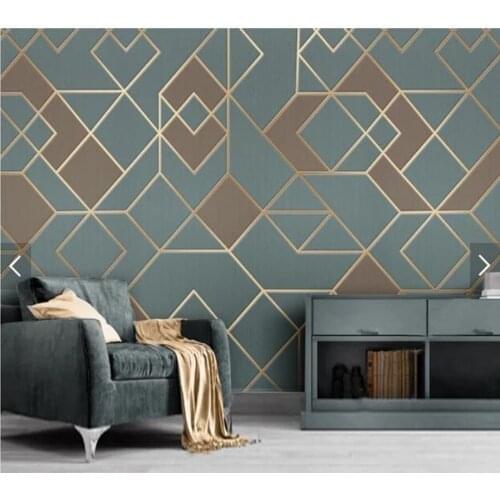 Custom 3D papel de parede, abstract geometric gold line murals for living room bedroom sofa background home decoratio paper