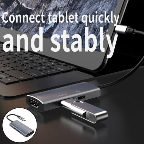Portable Type-C Hub 5Gb/s Up to 100W PD Charger 1080P 4K Output for Phone Laptop and More Type C Devices