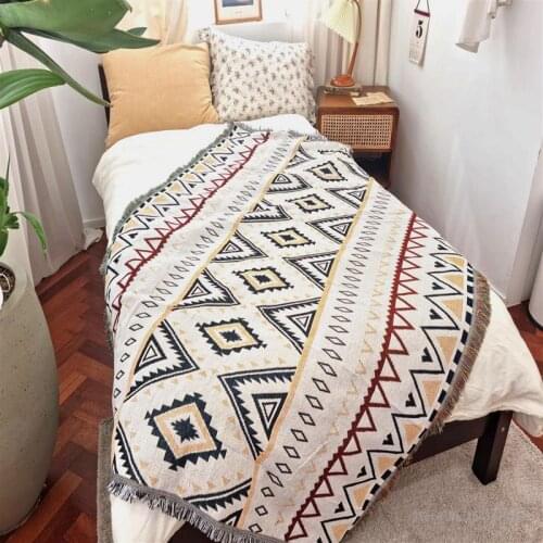Simple Indian Geometric Sofa Blanket Sofa Towel Cover Blanket Double-sided Blanket Decorative Carpet Picnic Mat Travel Carpet