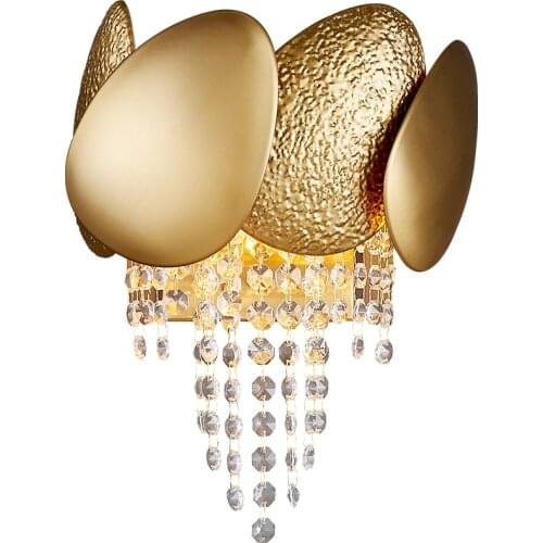 Luxurious LED Wall lights Gold Metal Crystal Living room Dining room Wall lamp E14 90-260V Home Art Design Decoration Loft Lamp