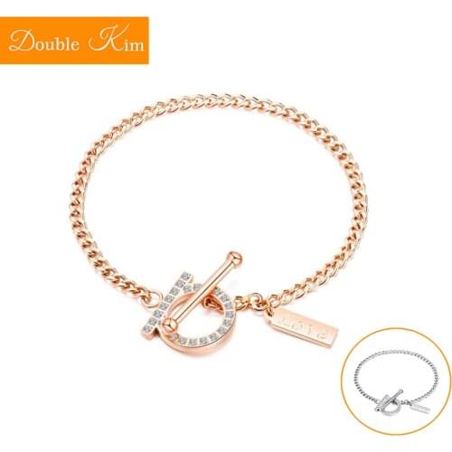 OT Clasp Zircon Bracelet Rose Gold Silver Color Fashion Titanium Steel Material Fine Trendy Women Jewelry Bracelets Gift