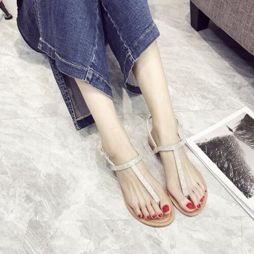 Women Sandals Clip Toe Casual Ladies Summer Shoes Crystal Buckle Strap Woman Fashion Flats Pu Female Footwear New 2021 Beach