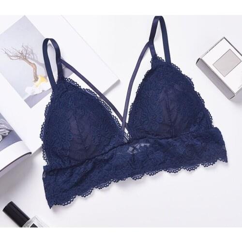 Sexy Deep-V Floral Print Lace Bras Bralette Intimates Thin Belt Lingerie Wirefree Seamless Underwear Lingerie