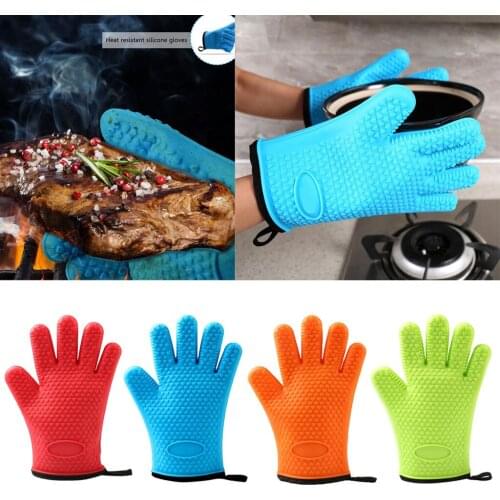 BBQ Grilling Gloves Barbecue Silicone Heat Resistant Mitts Cooking Kitchen