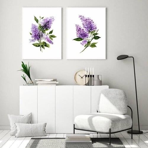 Nordic Violet Lilac Abstract Posters Canvas Painting Purple Botanical Print Pictures Wall Art Modern For Living Room Decoration