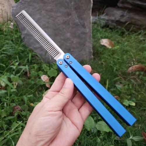 7 colors TheOne SQUID Trainer Comb Channel Butterfly in knife 440 Blade One-piece Aluminum Handle Hunting Folding Pocket Knife
