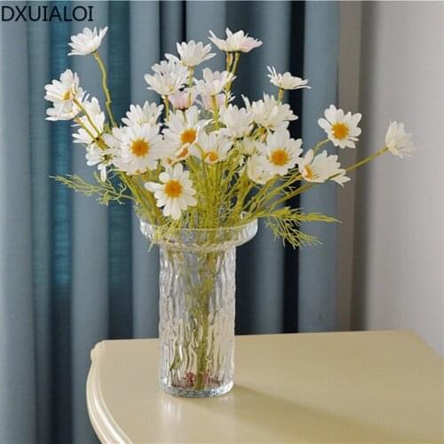 DXUIALOI Modern Simple Transparent Glass Vase Straight Wide Mouth Desktop Decoration Flower Arrangement Home Decoration