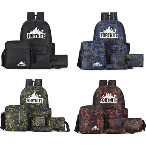 Backpack Fortnite 5pcs Luminous School Bag Men Teens Fortress Night Canvas Bags Student Schoolbag Pencil Case Boys Kids Gift
