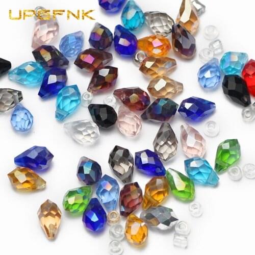 UPGFNK 50pcs Briolette Austrian Water droplets crystal beads 5*8mm Teardrop Glass Loose beads for Jewelry Making DIY bracelet