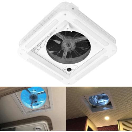 12V RV Motorhomes Roof Vent Manual Control Vents Fan Ceiling 2-Way Air Ventilation with LED Light for RV Caravan Bus 11 x 11in