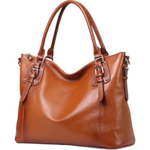 Fashion New Women Genuine Cow Leather Large Capacity Handbags Female Brand Shoulder Bag Casual Tote Luxury Cross Body Bag