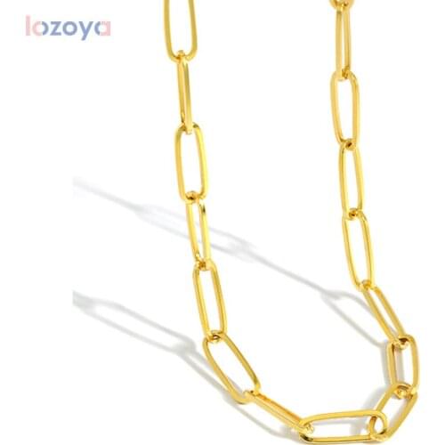 LOZOYA 925 Sterling Silver 2020 New Geometric Rectangle Chain Horoscope Necklace Choker 2020 Fashion Wedding Women Luxury Jewel