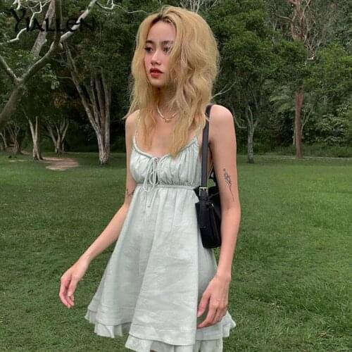 Yiallen Summer Sexy VNeck Backless Solid A-Line Dress Women New Simple Casual Beach Vacation Club Party Female Mini Dresses