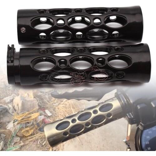 1pair 1" Inch Black Hollow-Out Aluminum 25MM Motorcycle Handlebar HAND GRIPS For Harley Cruiser Chopper Bobber Honda
