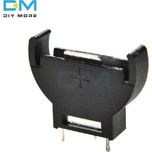 10PCS CR2032 Half-Round Cell Coin lithium Button Battery Socket Holder Case Boxes Vertical Inline 3 Pins Black Plastic 3V