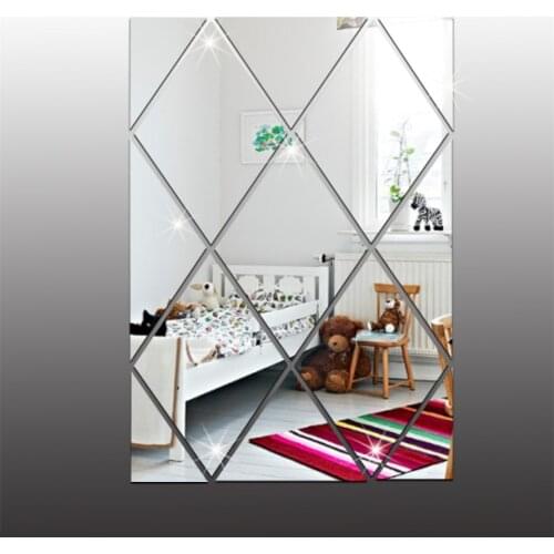 13Pcs/Set Rhombus Mirror Sticker On The Wall DIY Home Design Decor Wallpaper Living Room Background Wall Mirror Decorative Decal