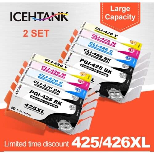 2 Set For Canon PGI 425 426 MG5240 MG5140 MG5340 IP4840 IP4940 MX884 IX6540 MX894 MX714 Printer PGI-425 CLI-426 Ink Cartridge